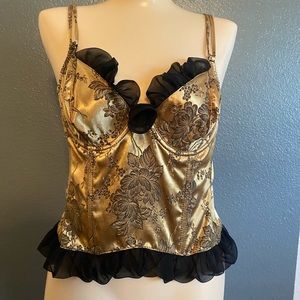 Fabulous Gold & Black Corset w. Ruffles Sz 36